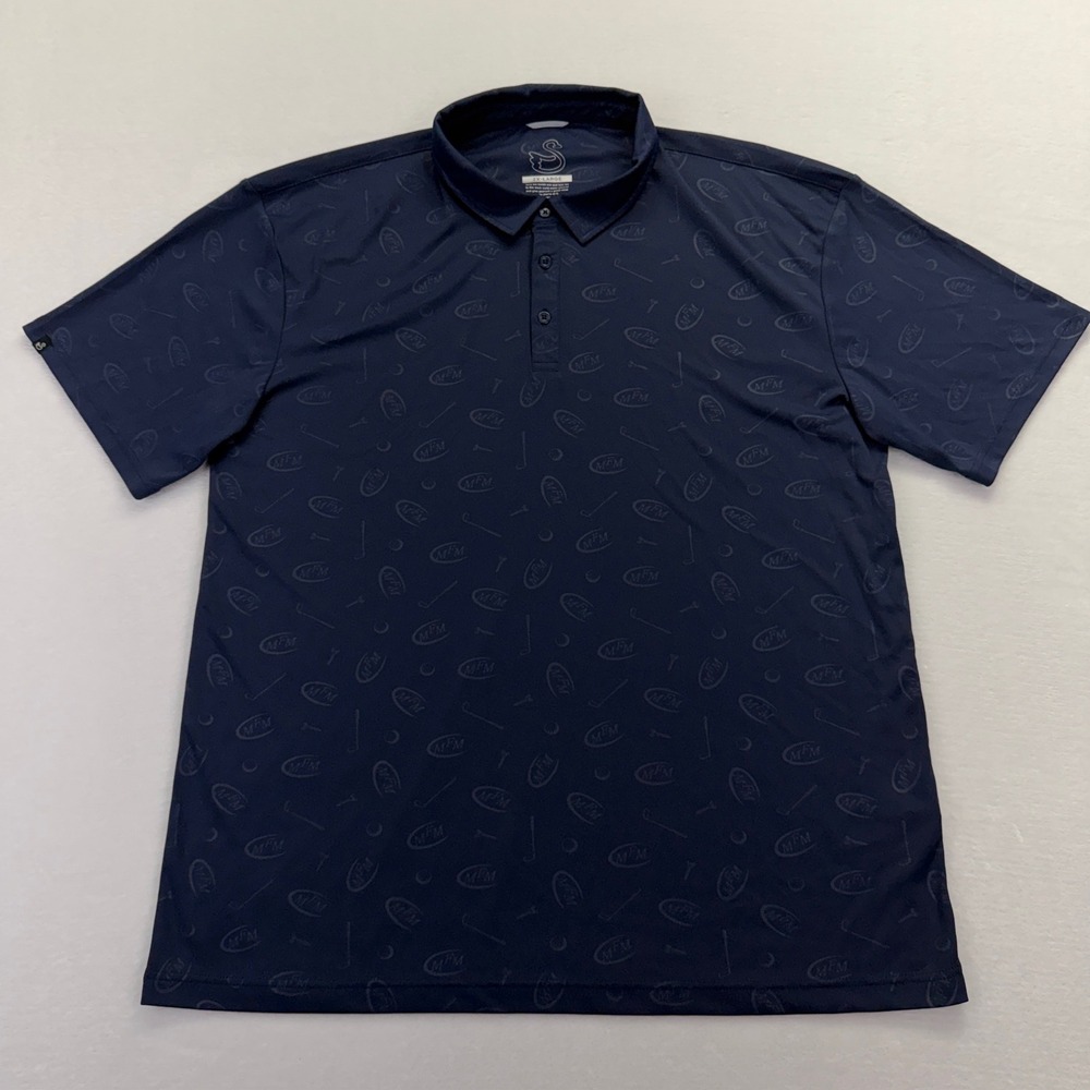 Swannies Mens 2XL My Favorite Murder MFM Golf Polo Shirt Navy Blue Short Sleeve